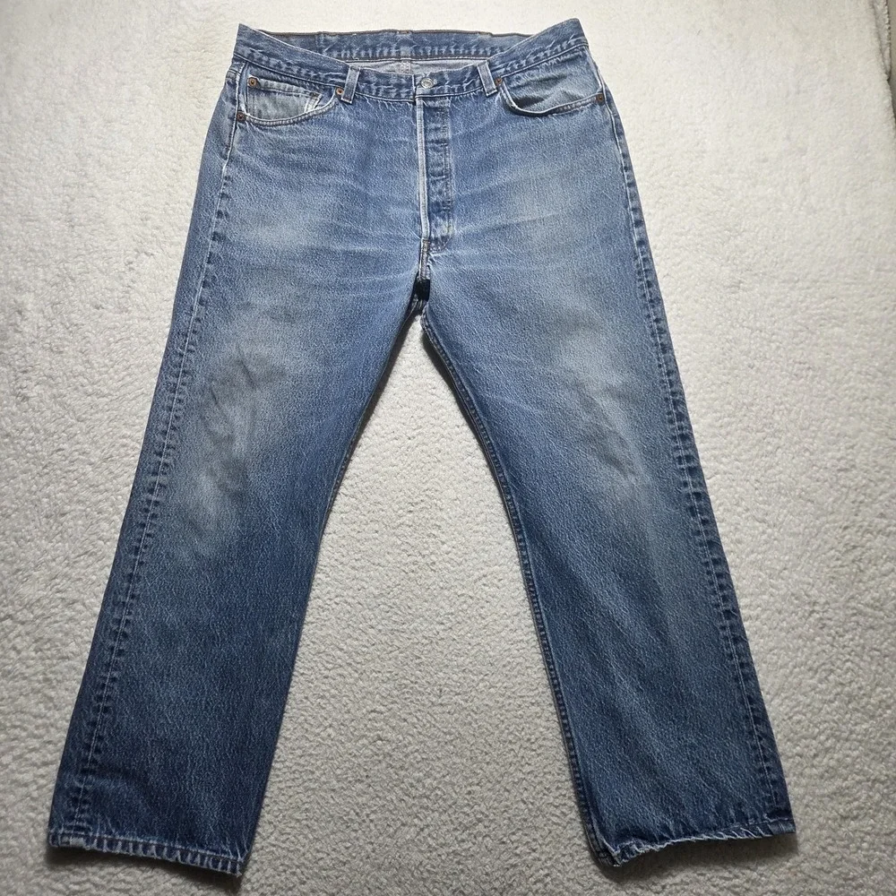 Vintage 1980s Levi's 501 Size 34x27 Button Fly USA Made Distressed Faded